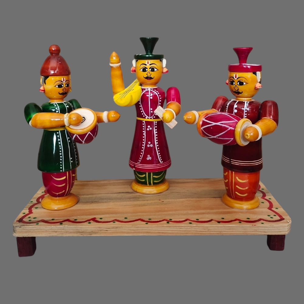 [WCEKBUKDB] Etikoppaka Home Decor Wooden Crafted Burrakatha set