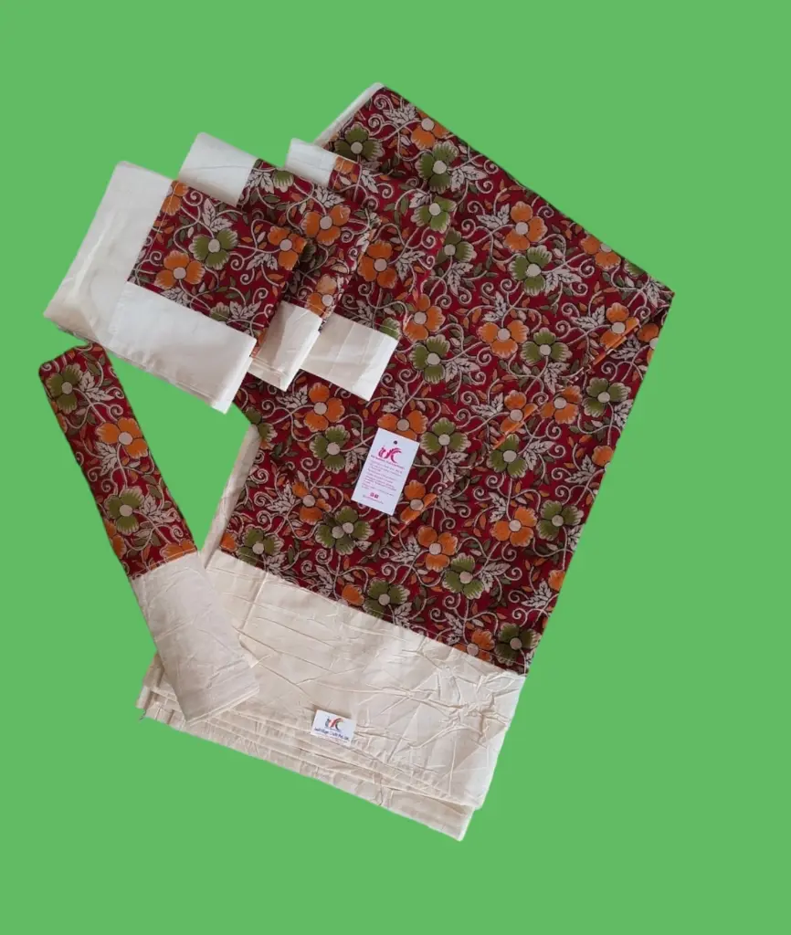 [DS3P2B56X80R] Kalamkari Patch Work Diwan Set