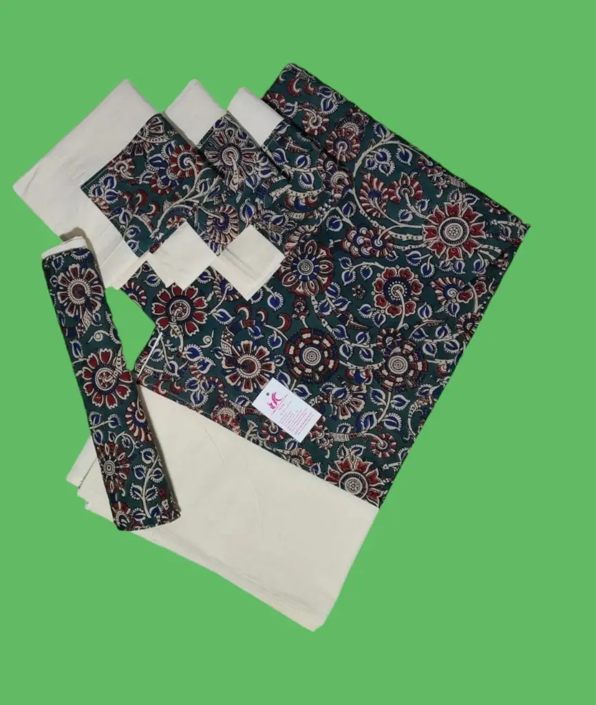[DS3P56X80GRY] Kalamkari Patch Work Diwan Set