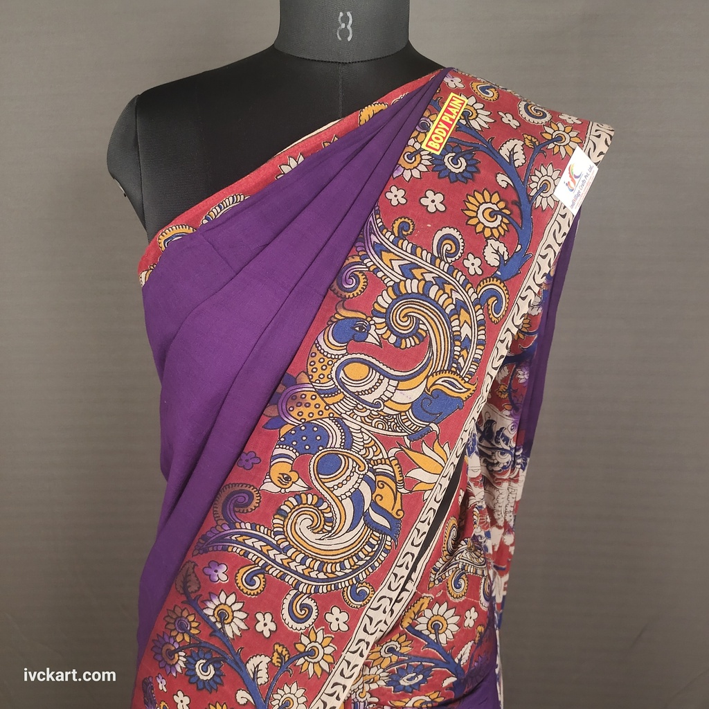 [KLSS22VOILTCL] Kalamkari Hand Block Silk Saree