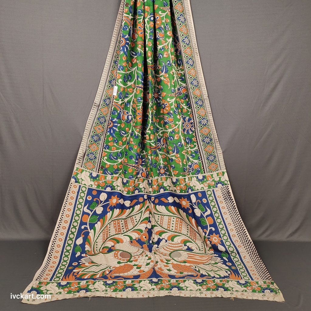 [KLSSGRBLORN] Kalamkari Hand Block Silk Saree