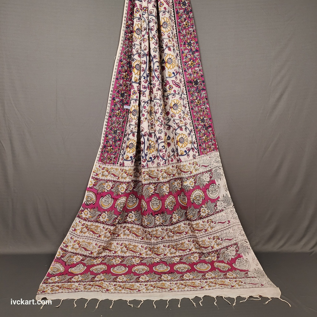[KLSSCREAMRD] Kalamkari Hand Block Silk Saree