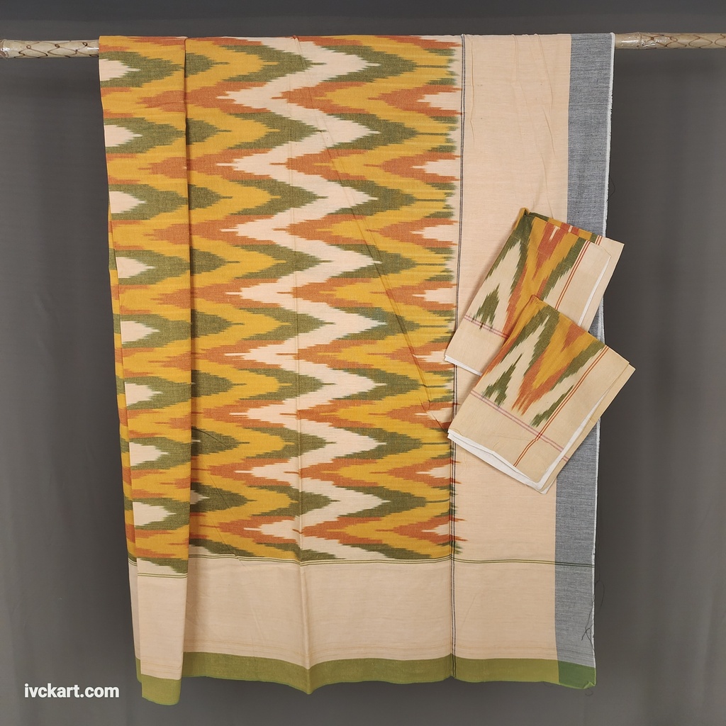 [HWIBDML.03] 100% Ikkat Bedsheet Double