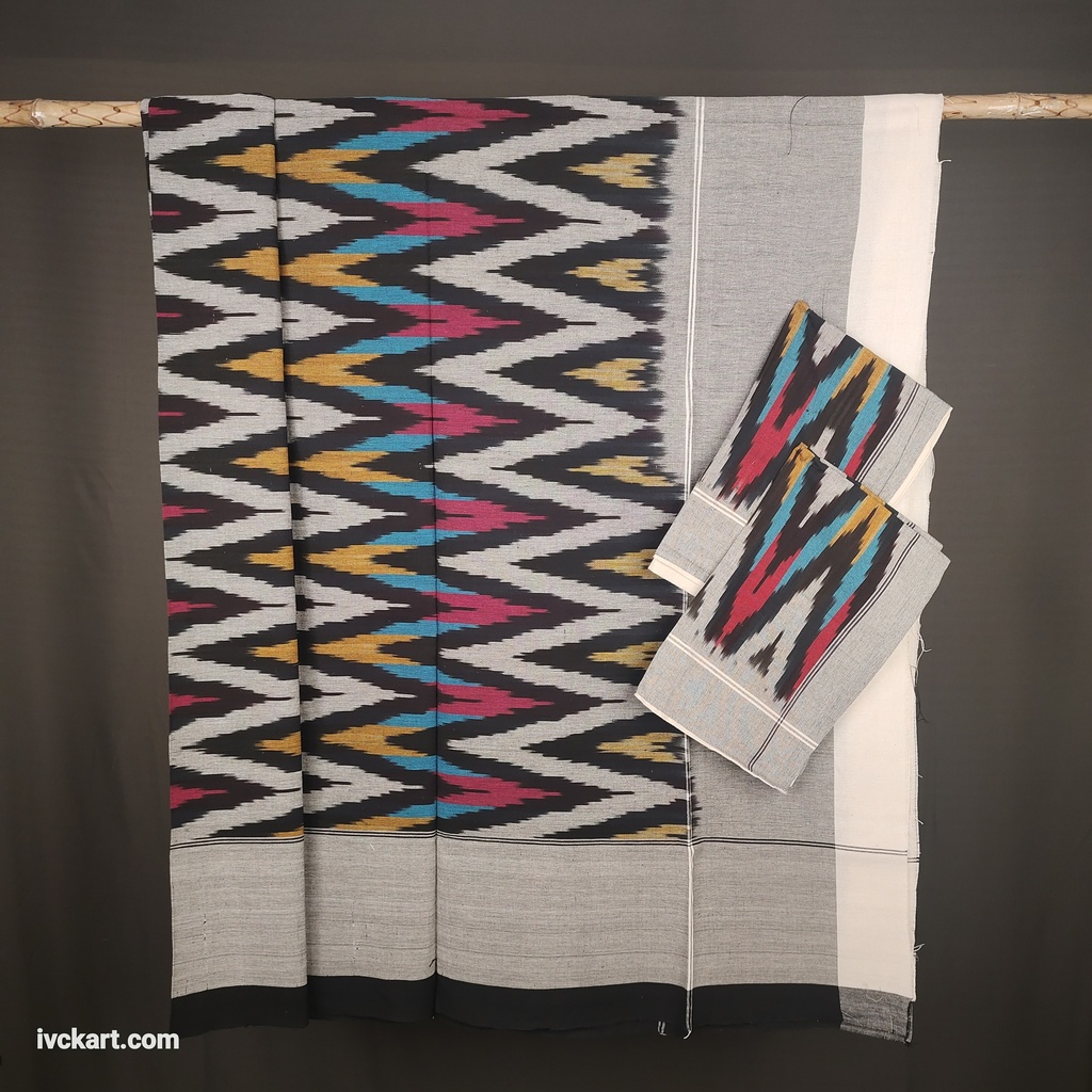 [HWIBDML.08] 100% Ikkat Bedsheet Double
