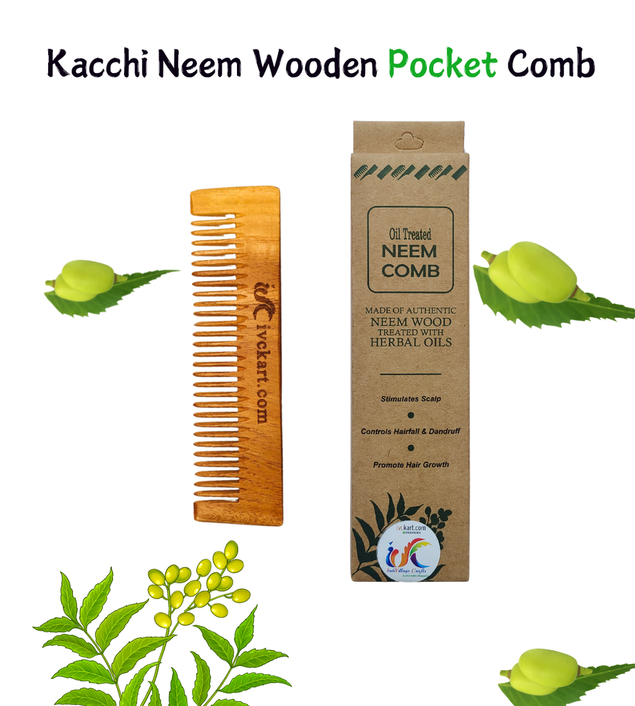 [KNWPOCKC] Kacchi Neem Wooden Pocket Comb