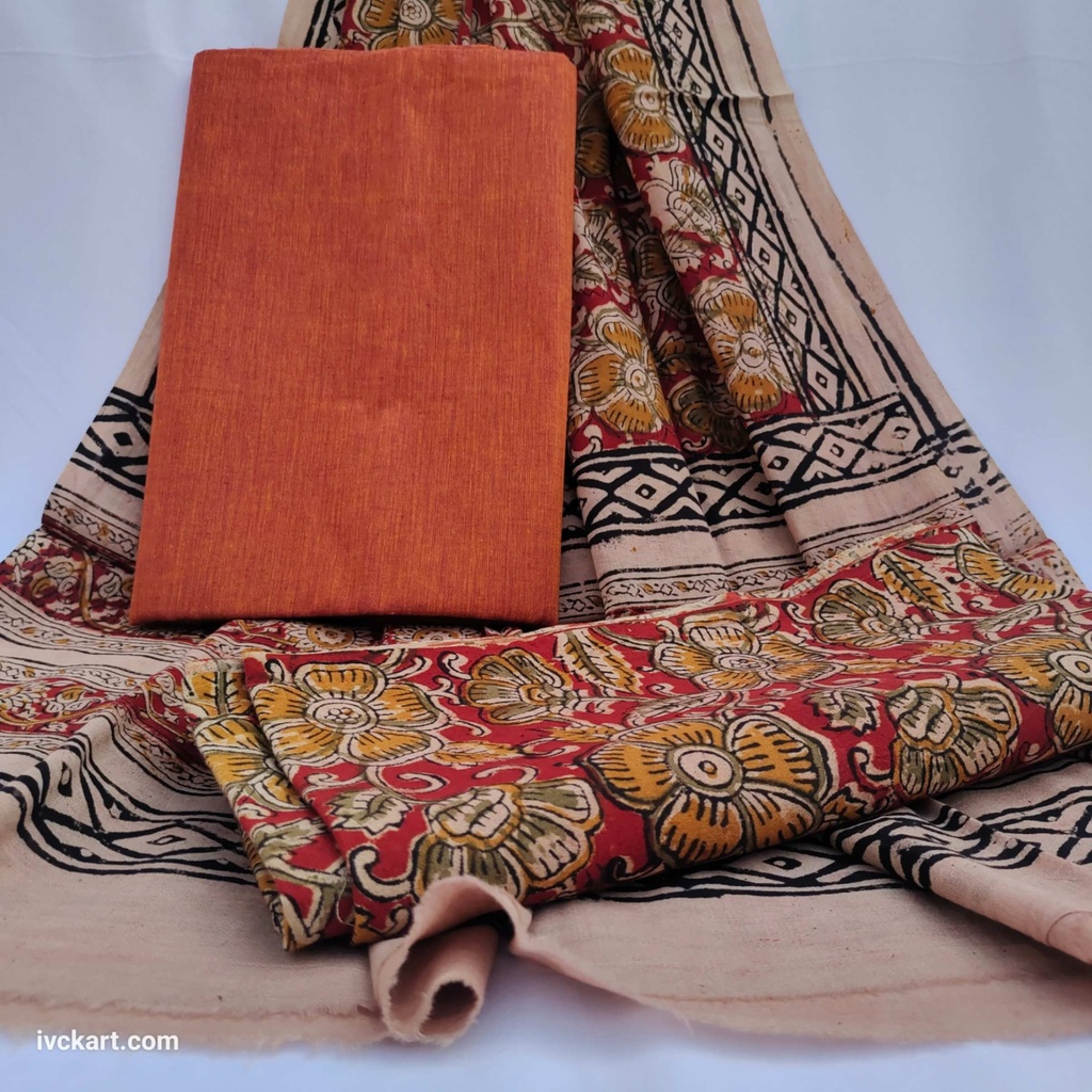 [KLKCDMOR] Handwoven Kalamkari Cotton Dress Materials 