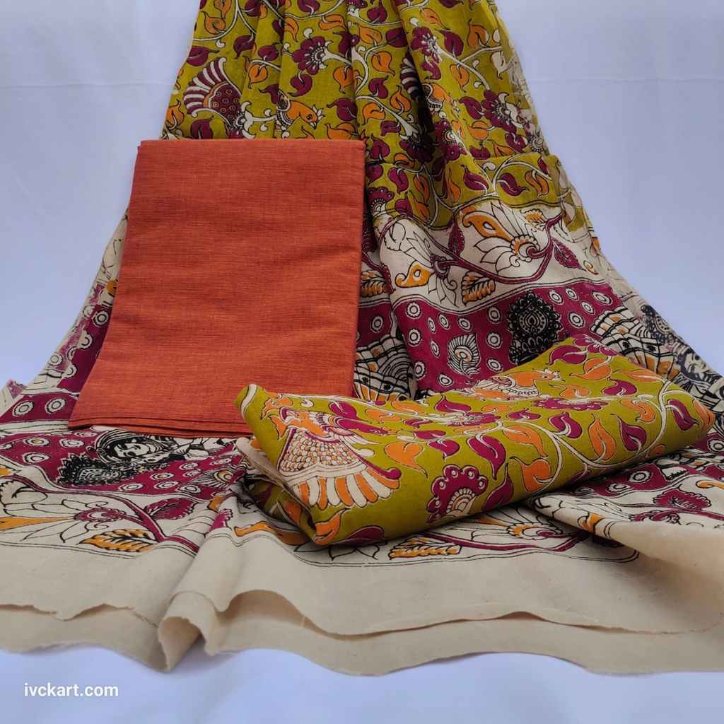 [KLKCDMOG] Handwoven Kalamkari Cotton Dress Materials