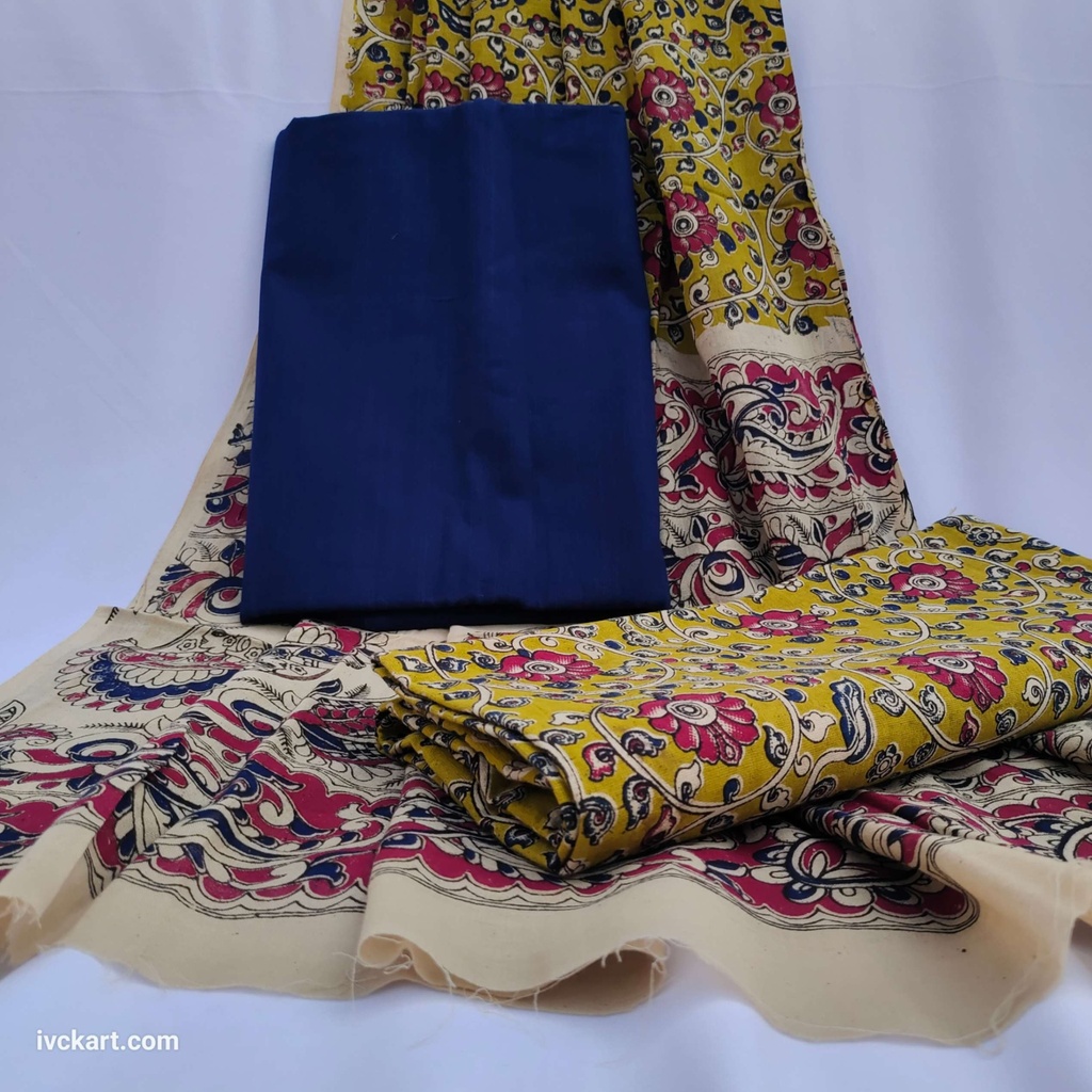 [KLKCDMGB] Handwoven Kalamkari Cotton Dress Materials 